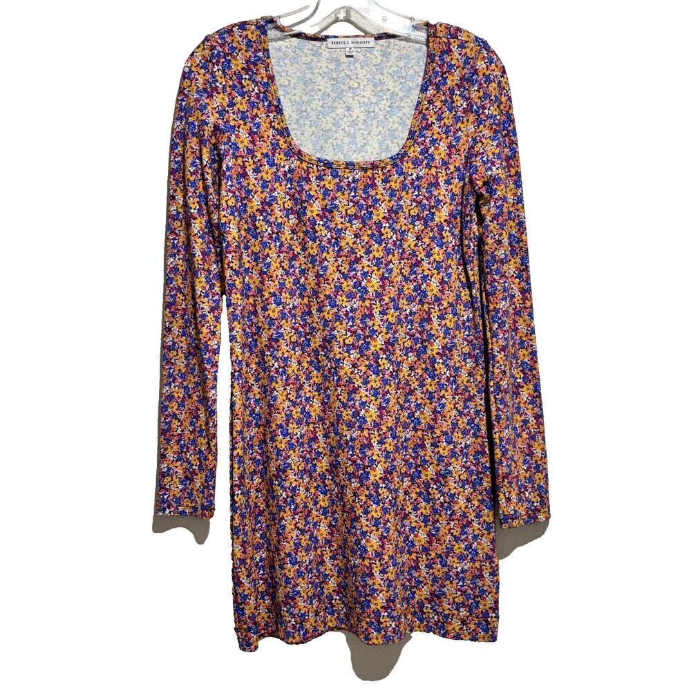 Rebecca Minkoff‎ Womens Shift Dress Multicolor Medium Ditsy Floral Long Sleeve